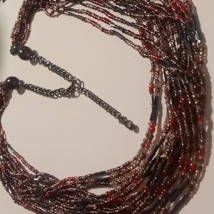 Long , layered seed bead necklace 32+2 in. Long & beautiful